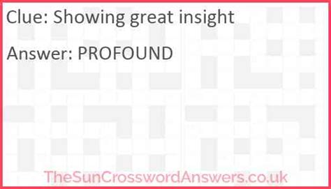 showing great insight word hike|Showing Great Insight Crossword Clue.